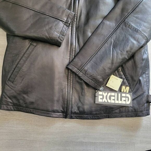 Excelled size medium men's double breasted NWT leather coat motorcycle coat - Picture 7 of 9